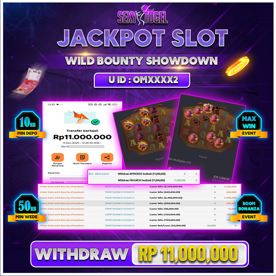 SEXYTOGEL JACKPOT SLOT WILD BOUNTY SHOWDOWN Rp.11.000.000.,-LUNAS